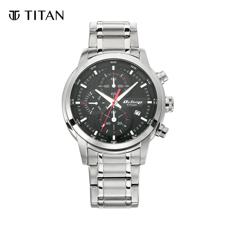 Titan Black Dial Stainless Steel Strap Men's Watch 90086SM01