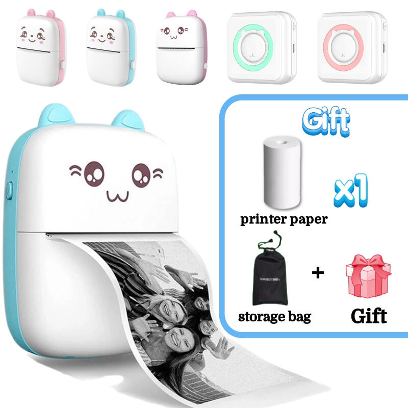 Wireless bluetooth label mini printer portable pocket HD thermal photo label price sticker printer fast printing home office Android IOS
