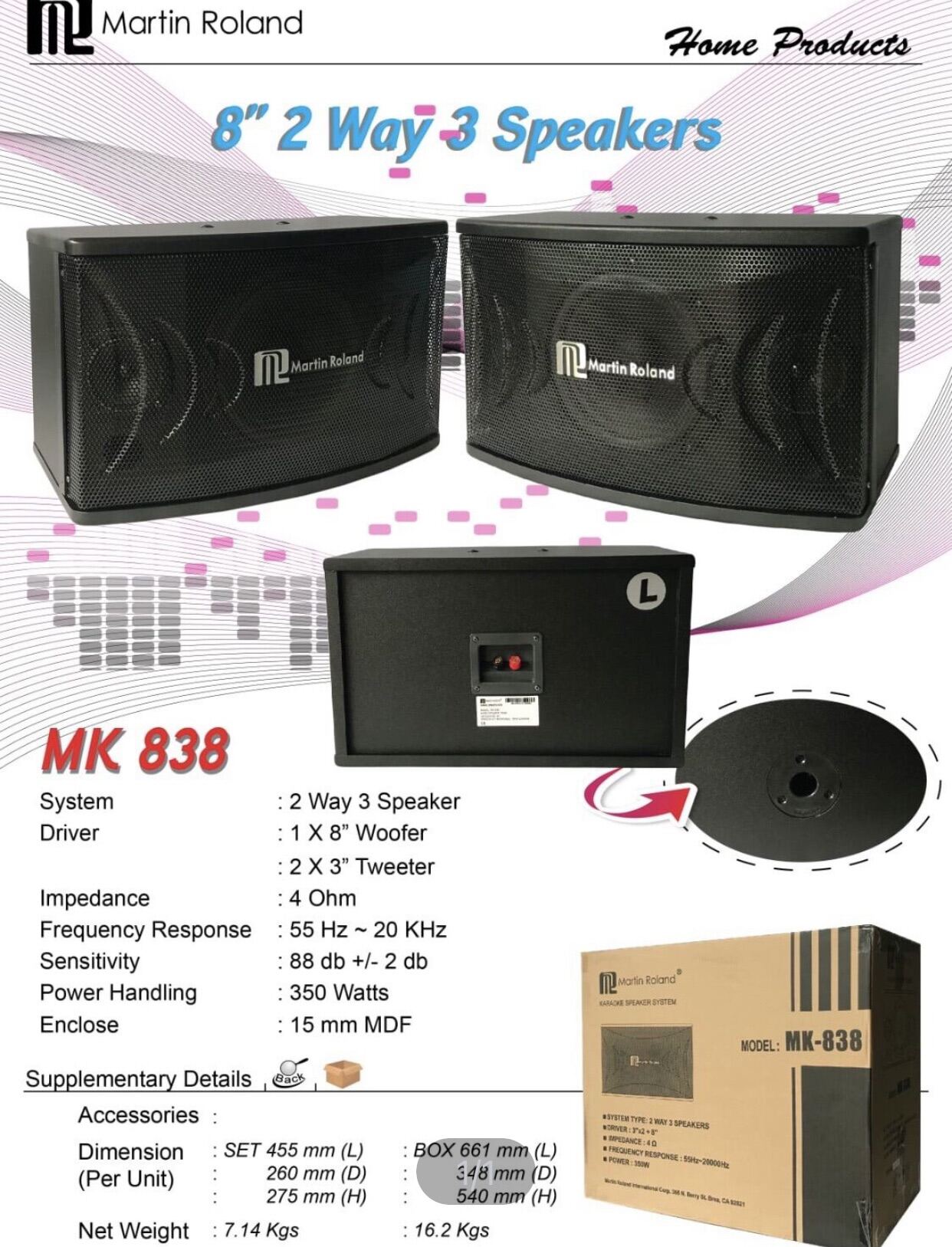 Martin roland mk 838 1 year warrently 8 inch 350 watts