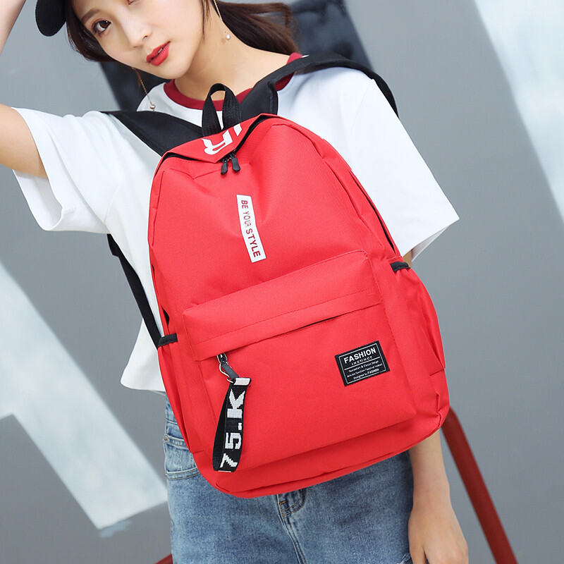 New Backpack Color-contrast Canvas Letter Bag Korean-style Campus Women's Schoolbag Harajuku High School Student Backpack Travel Bag