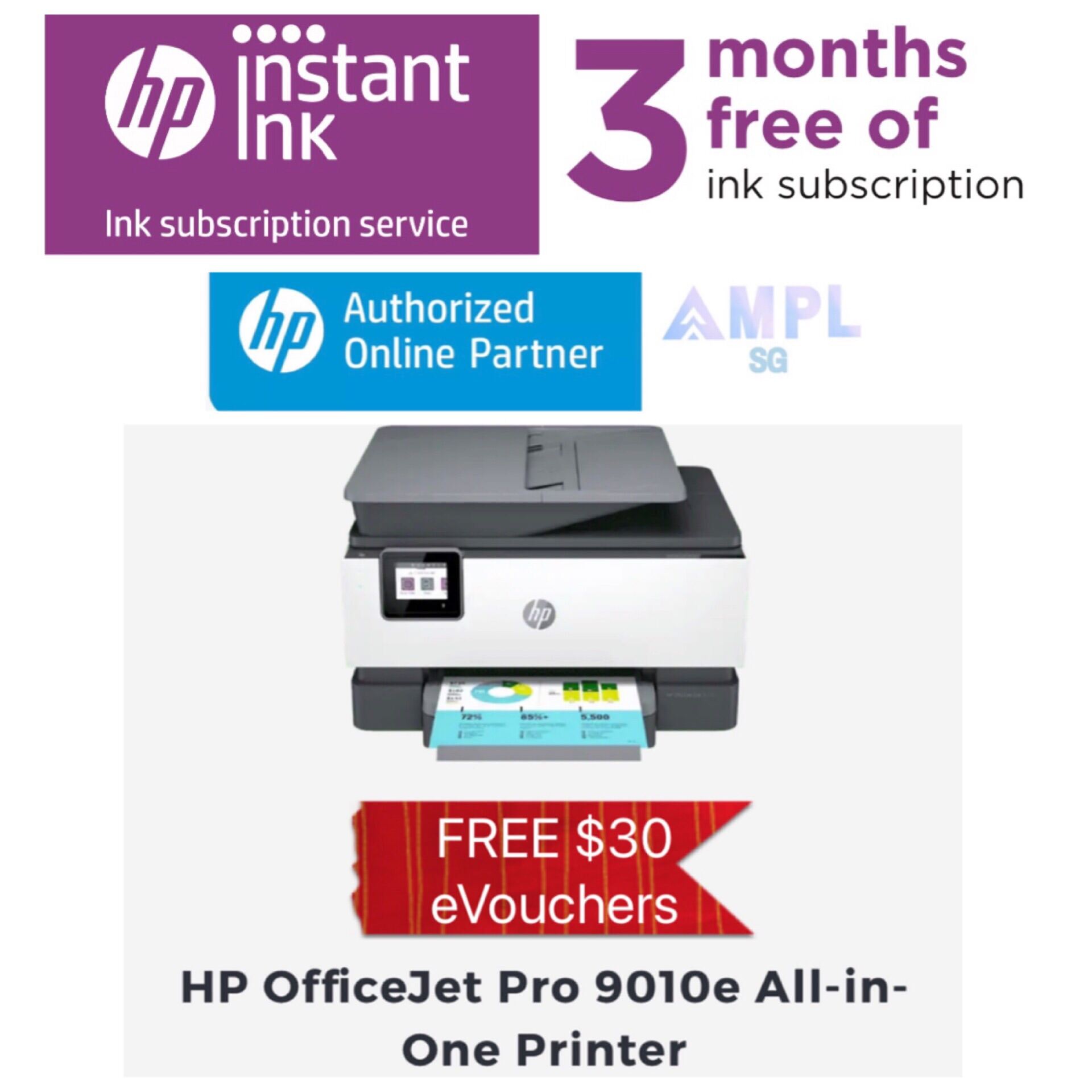 HP 9010e OfficeJet Pro All-in-One Color Inkjet Printer-Wireless/Print/Scan/Copy/Moblie Fax/ADF/2-sided printing/2sided scanning,*Free $30 eVouchers*Orderable Supplies HP 965xl 965 Black Cyan Yellow Ma
