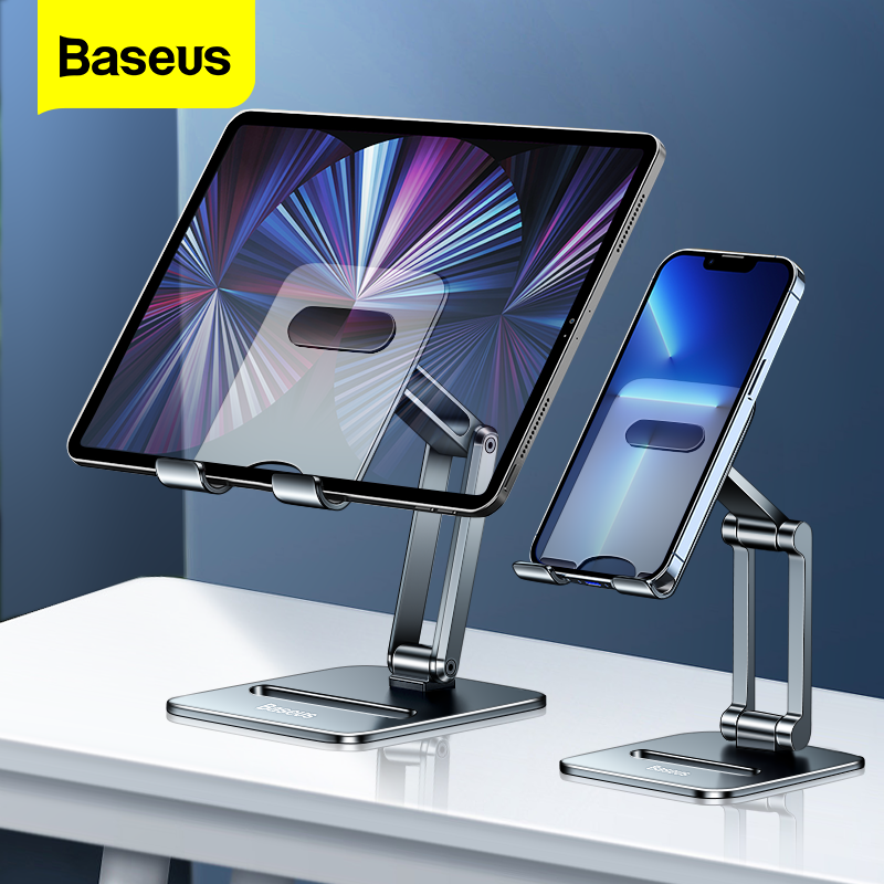 Baseus Phone Holder Desk Mobile Phone Stand Foldable Metal Tablet Holder For iPhone 14 13 12 iPad Pro Air Universal Holder