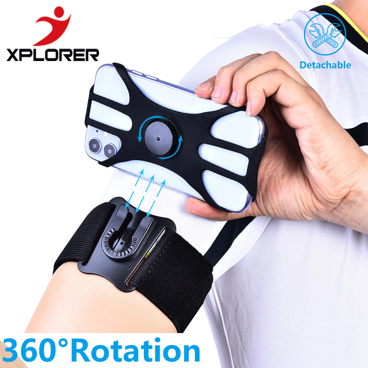 Large Sport Rotation Arm Wrist Band for Jogging Cycling Rider Motorcycle 4.5inch 7 inches Cellphone Holder