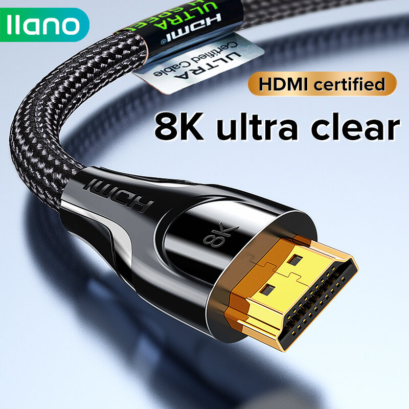 【HDMI 8K Certified】llano HDMI 2.1 Certified Cable 8K/60Hz 4K/120Hz 2K144Hz Ultra High-Speed 48Gbps Cable 3D HDR Cable for PC Laptop HDTV PS5 PS4 Splitter Switch Audio Video