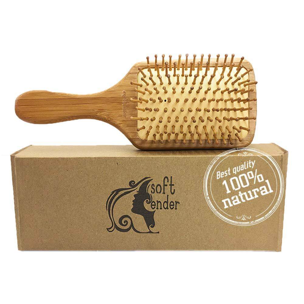 GZ Wooden Bamboo Hair Brush Air Cushion For Thick Straight Long Curly Wavy Short Hair Bamboo Bristles Pin Hairbrush Scalp Massage Improve Hair Health,Large Detangling Hair Brushes