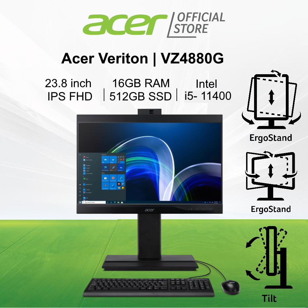 Acer Veriton VZ4880G All-In-One Ergonomic Business Desktop with Intel Core I5-11400 - Windows 10 Professional