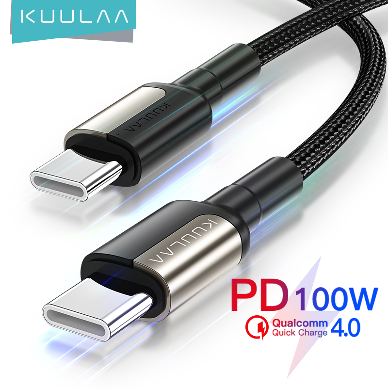 KUULAA USB Type C to USB C PD 100W Cable Samsung Note 10 Galaxy S9 S10 S20 Xiaomi Quick Charge 4.0 PD 100W Fast Charger Cable for MacBook