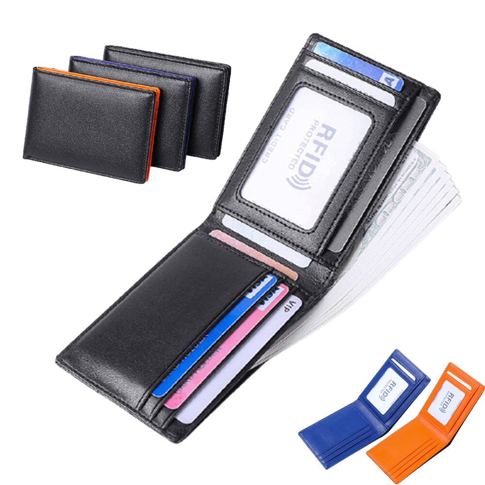 Men Slim Smart Wallet Purse Mini Genuine Leather Money Bag Rfid Bank Bills Credit Card Holder Business Minimalist Wallet