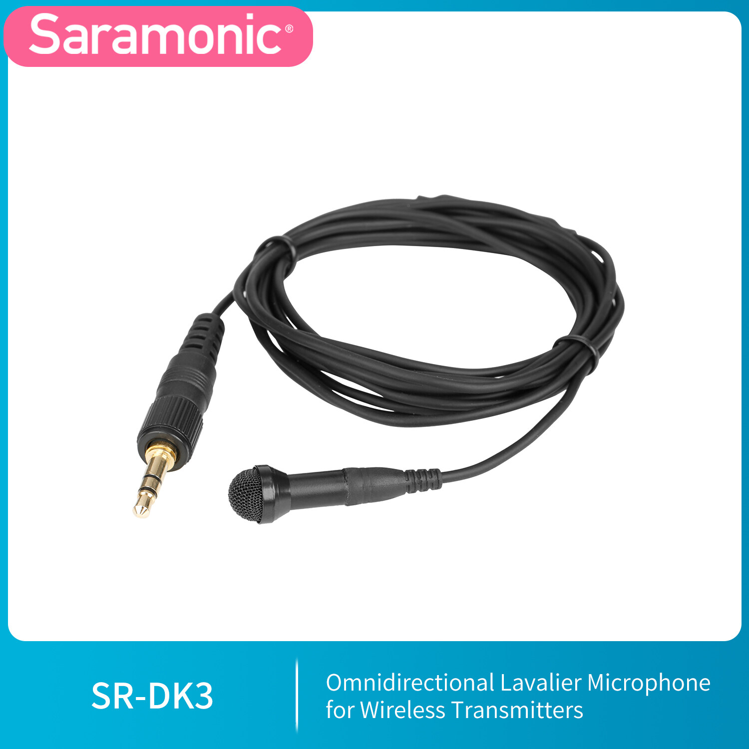 Saramonic DK3A Premium Omnidirectional Lavalier Microphone (Locking 3.5mm TRS Connector) For Saramonic UwMic9/UwMic9S Microphone