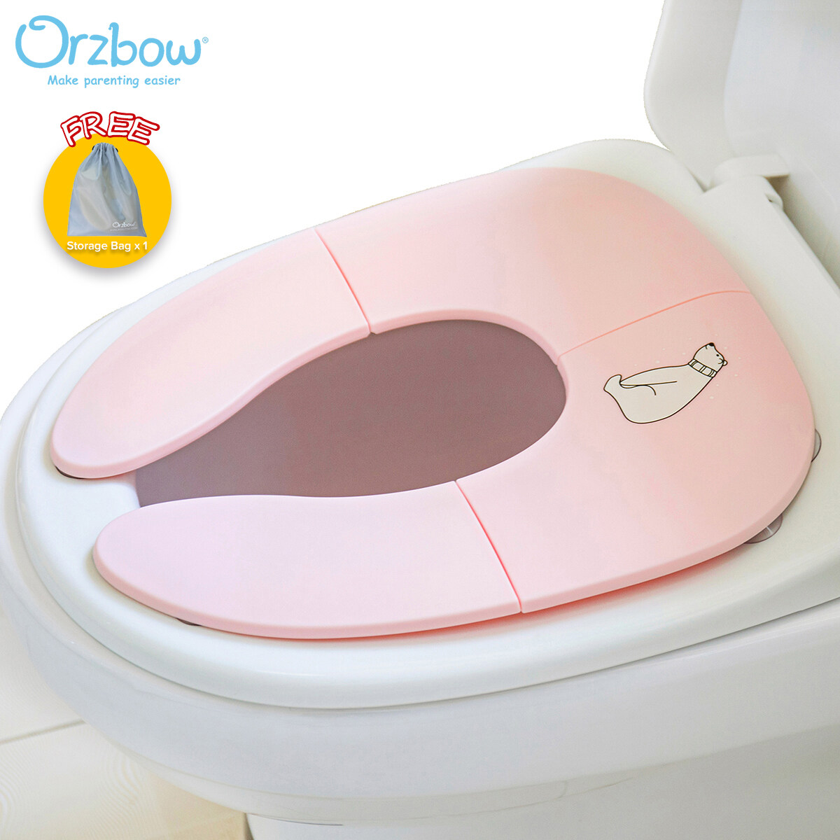 Orzbow Portable Potty For Kids Travel Children's Pot Baby Potty Training Seat Boys Girls Toilet Training Seat Pot Cushion Urinal - Pink