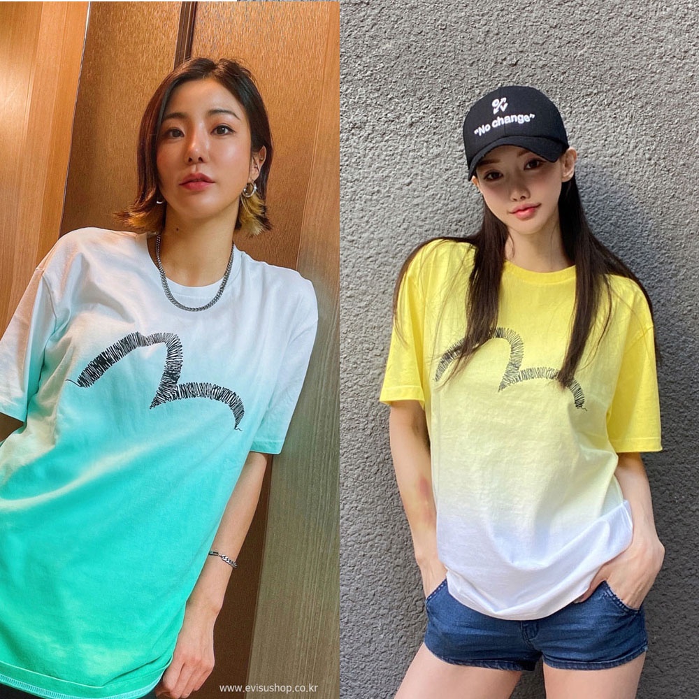 [EVISU KOREA]100％ Authentic Loose Fit Big Hills Gradient Short Sleeve T-shirt Korean Fashion