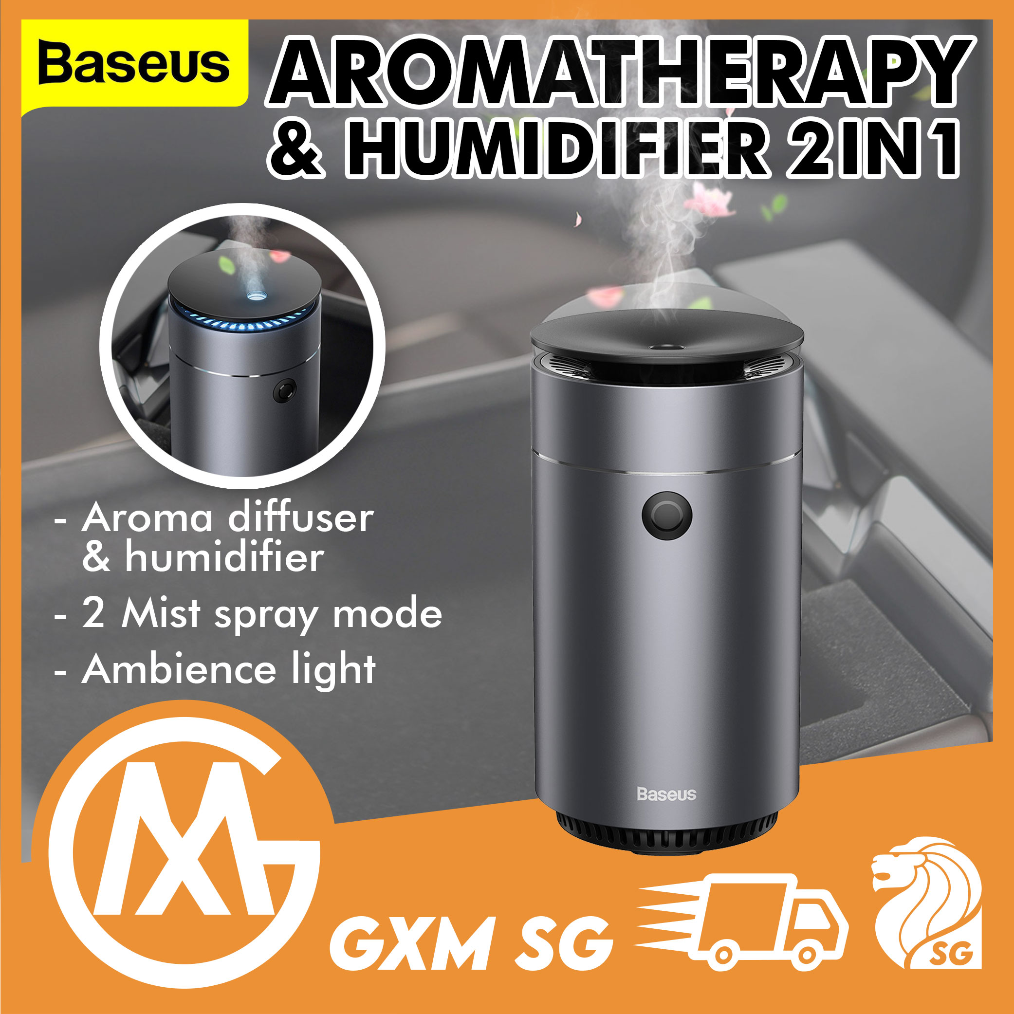 Baseus Time 75ML Aromatherapy Humidifier Aroma Diffuser Air Purifier Dual Operation Mode Ultra Silent USB Powered Humidifier