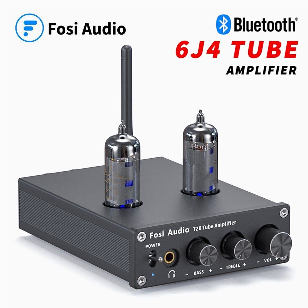 Fosi Audio Bluetooth Tube Amplifier Stereo Audio 50W TPA3116D2 Power Amp Portable Headphone Amplifier For Home Passive Speakers With 24V Power Supply