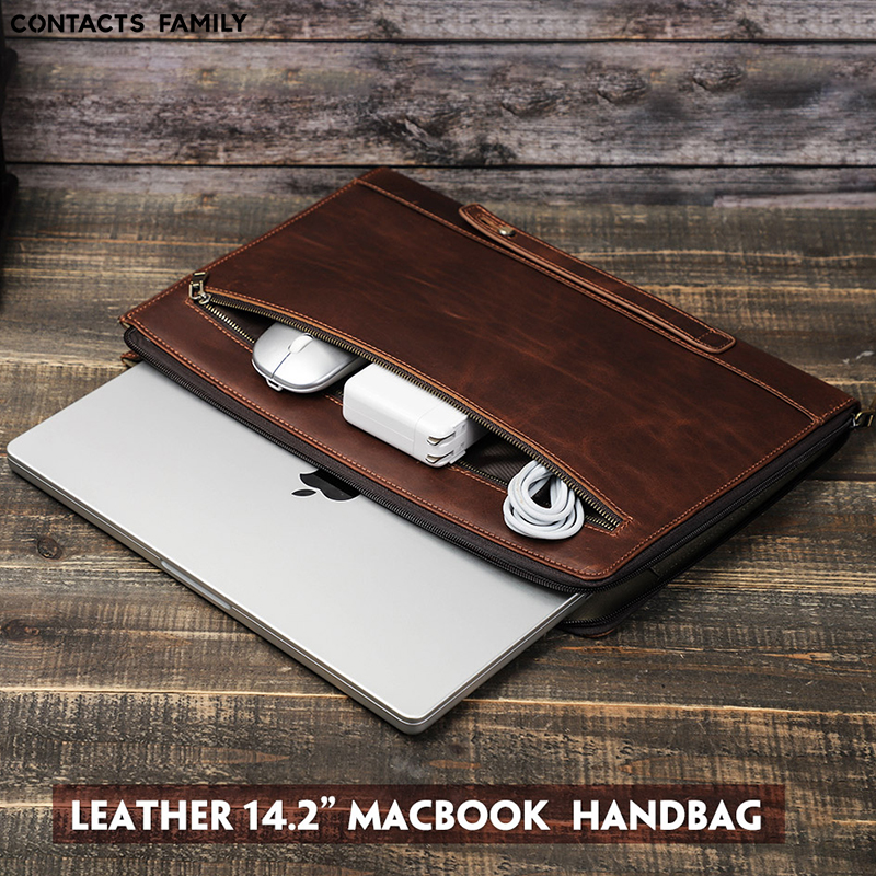 Genuine Leather Laptop Bag for Macbook Pro 14.2 Inch 2021 case MacBook Air/Pro 13.3 Inch M1 2020 2019 Sleeve Cover Accessories