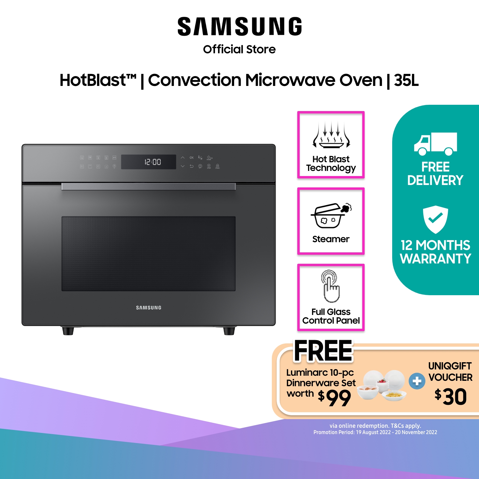 [Bulky] SAMSUNG MC35R8088LC/SP, Convection Microwave Oven, 35L, Charcoal Gray, with HotBlast™