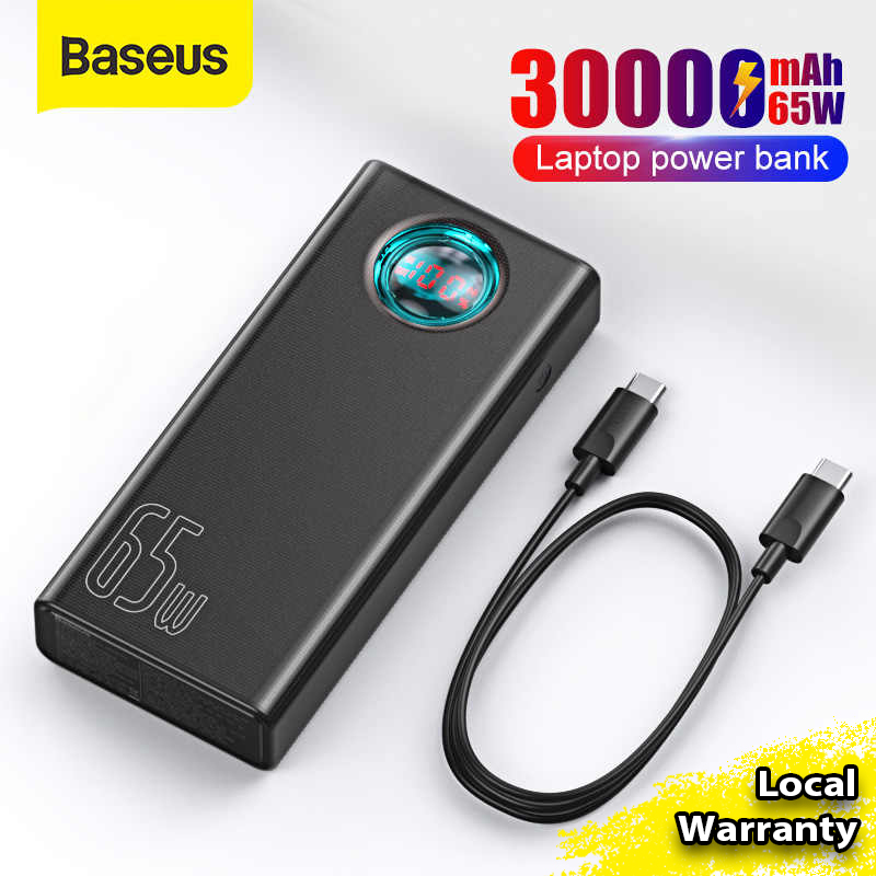 Baseus 65W 30000mAh Laptop Power Bank Amblight Digital Display 65W USB-C PD3.0+QC3.0 Quick Charge Power Bank Portable Charger for iPhone Samsung Huawei Xiaomi