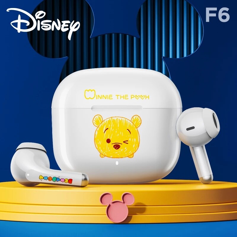 Disney F6 Wireless Bluetooth Earphones Sports Waterproof Wireless Earbuds HiFi Music headphone With Mic Headphones 100% Original