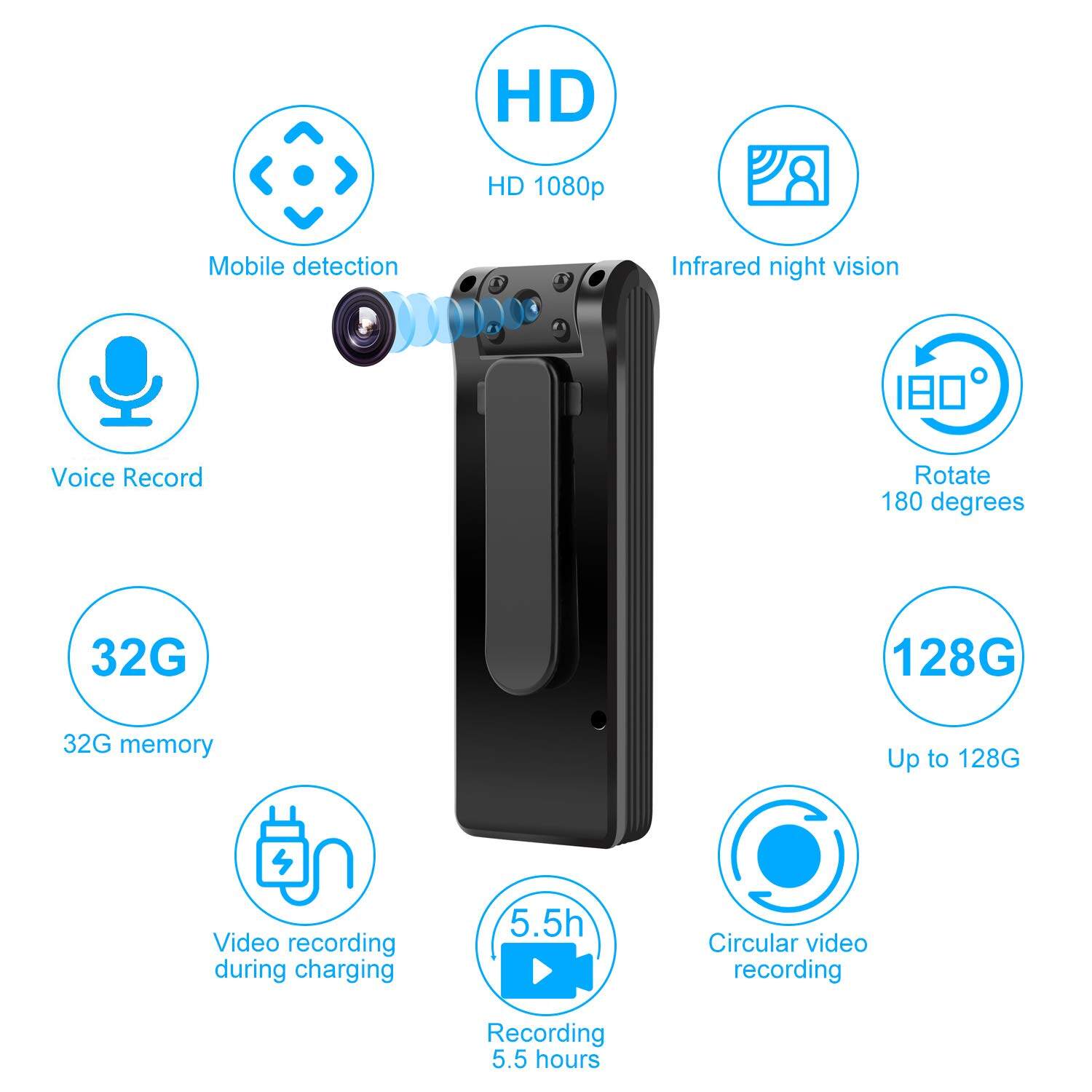 JDM Hidden Camera- Mini Body Camera 6 Hours Battery Life 1080P Spy Camera No WiFi Needed Motion Detection Personal Hidden Camera for Home And Office
