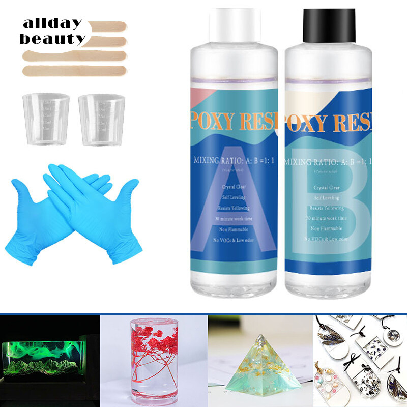 ALL Epoxy Resin Kit Crystal Clear Hardener Kit Easy Mix DIY Supplies For Art Casting Resin Jewelry Projects