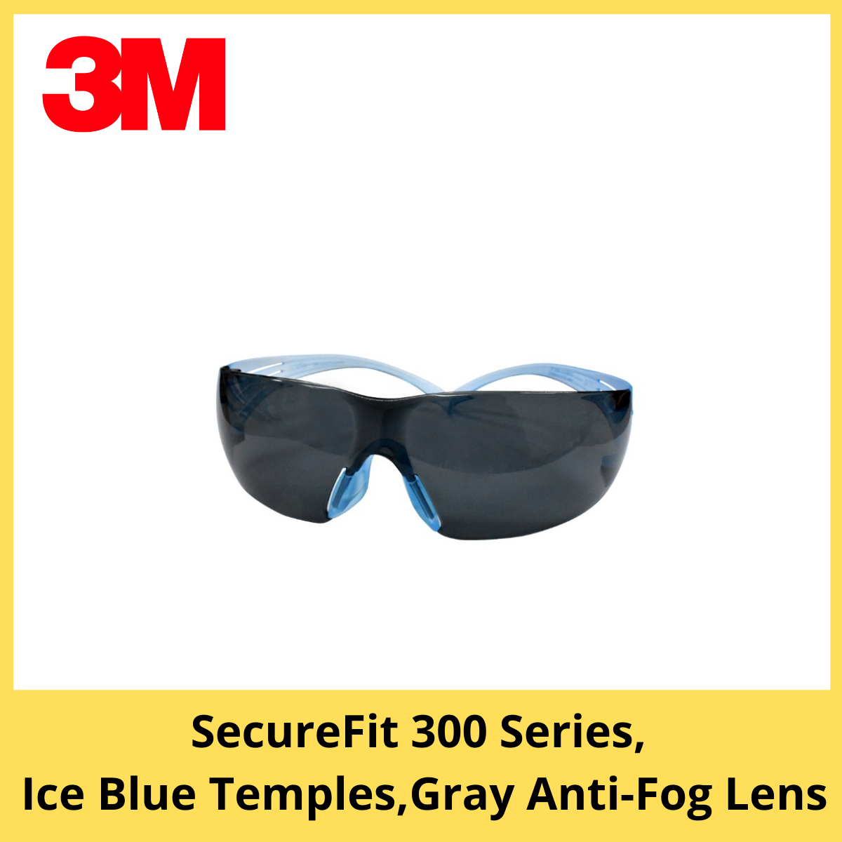 3M SecureFit 300 Series Safety Glasses - Gray Anti-Fog Lens
