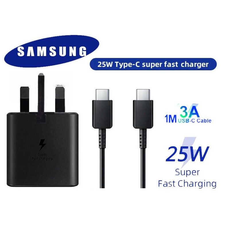 100% Samsung S9/18W/25W PD Charger USB C Type C To Type C Fast Charging Adapter With Cable For S10 S10+ Note 10 Note10+ S21