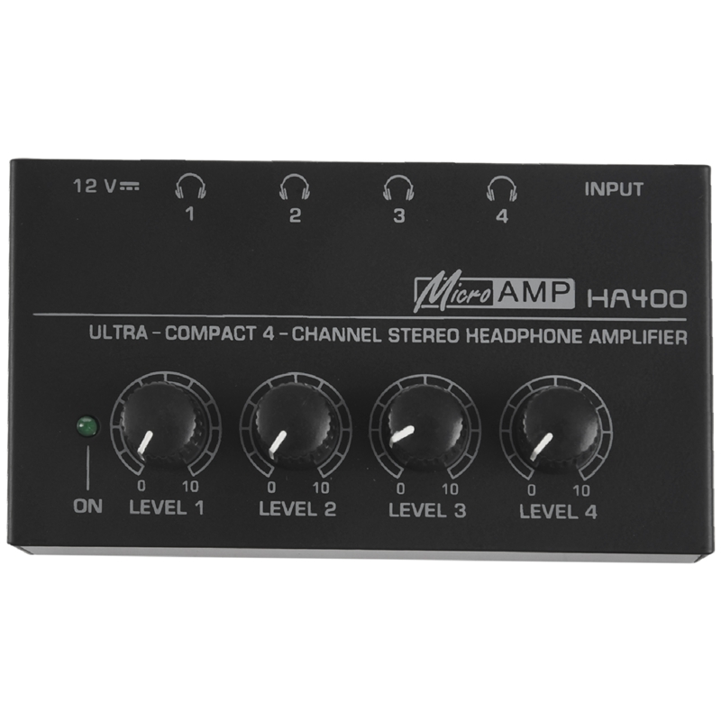 Eu Plug,Ha400 Ultra-Compact 4 Channels Mini Audio Stereo Headphone Amplifier With Power Adapter Black