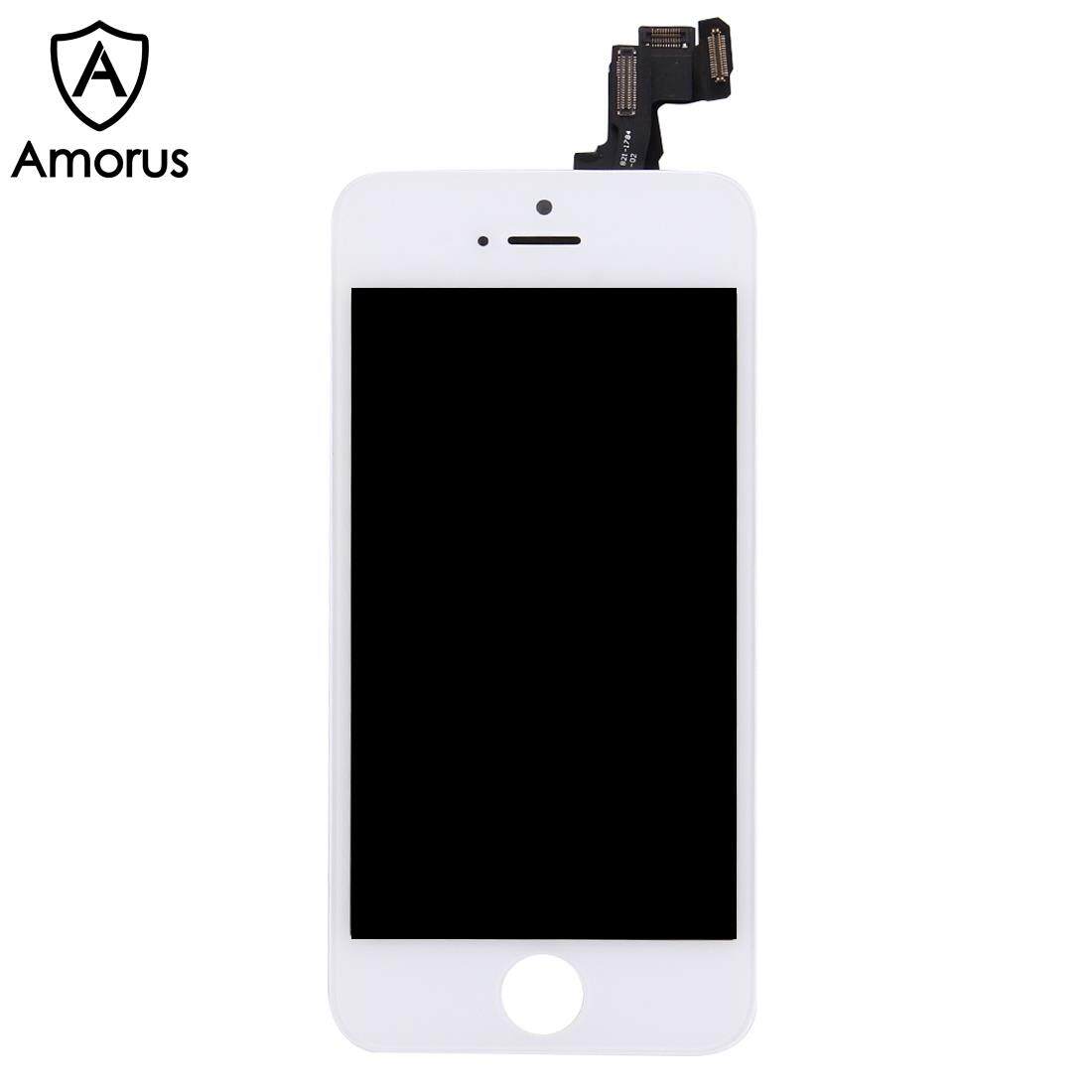Amorus White for iPhone 5s / iPhone SE LCD Assembly (OEM Camera Holder + Front Camera + Earpiece Mesh + Sensor IC Holder & High Quality Glass Lens Etc)