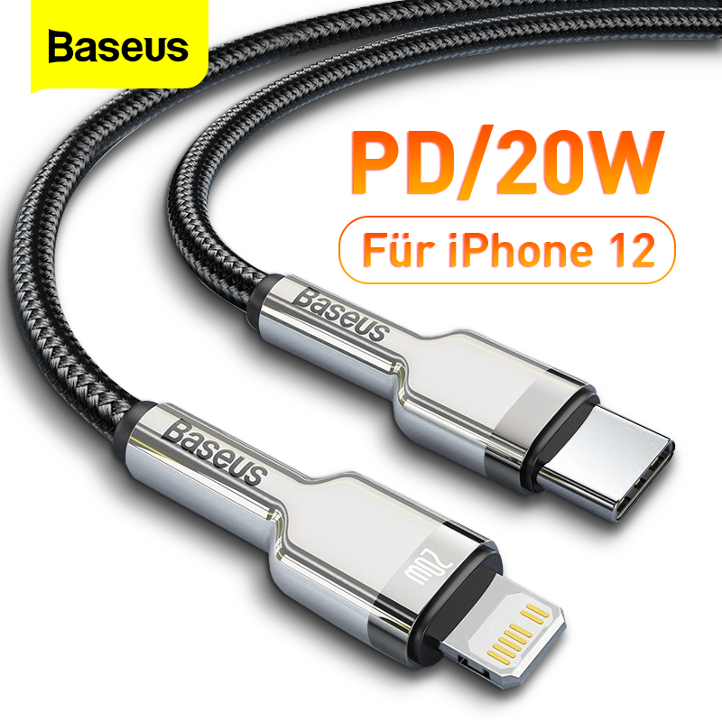 Baseus PD 20W Cable USB C to Lightning Cable for iPhone 13 Pro Max 12 11 Series Fast PD Charge Data Sync Nylon Braided Cable