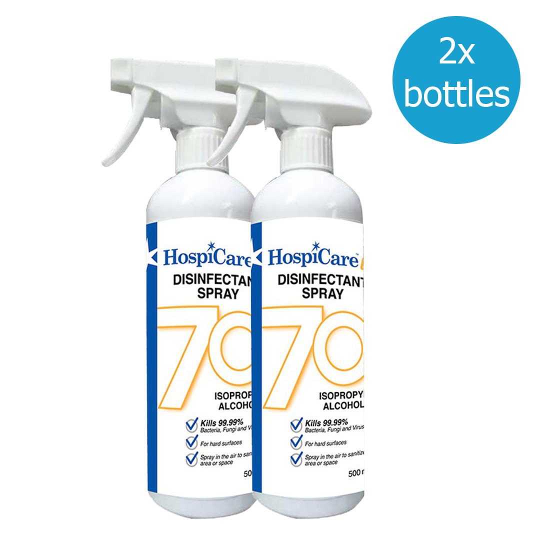 HospiCare 70 Percent IPA Disinfectant Spray 500ml x 2 Bottles