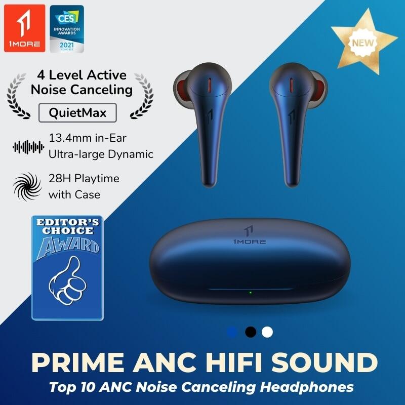 1MORE Comfobuds Pro ANC TWS Active Noise Cancelling Bluetooth Wireless Headphones QuietMax 13.4mm Bass Dynamic AAC EarBuds
