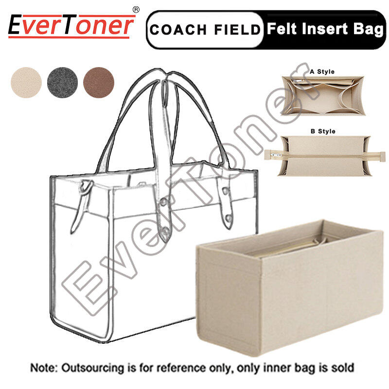 EverToner Felt Organizer Insert Bag For FIELD TOTE Felt Makeup Bag organizer With Zipper Women's Luxury Handbag & Tote Shaper