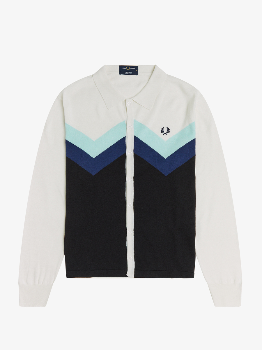 Fred Perry K1809 Arrow Stripe Cardigan (Snow White)
