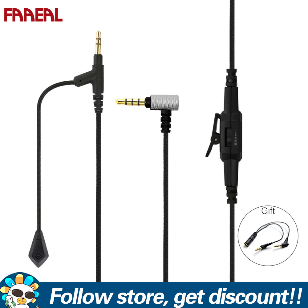 FAAEAL 3.5mm Boom Microphone Volume Cable For V-MODA Crossfade M-100 LP LP2 M-80 V-80 Headphone Replacement Cable To Gaming Headphone For Skype PS4 Xbox One Phones