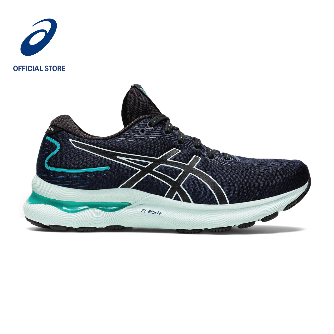 ASICS Women GEL-NIMBUS 24 Running Shoes in Black/Soothing Sea