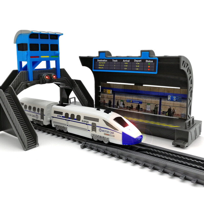 Electric Harmony Rail Car Toy Small Train Stitching DIY Set High Speed Rail Rail trains Railway stations Simulated high-speed rail Children's educational toys Birthday gifts