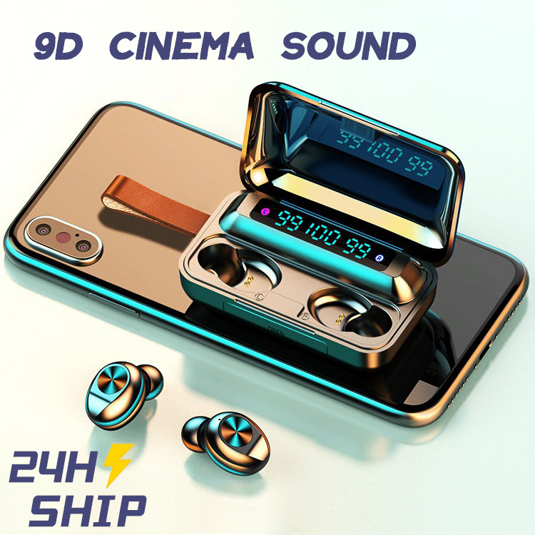 F9 TWS Touch Wireless Bluetooth 5.0 Headphone In-ear Noise Canceling Bluetooth Earphone LED Display bluetooth earphone with mic bluetooth earphone with PowerBank bluetooth earphone for android bluetoo