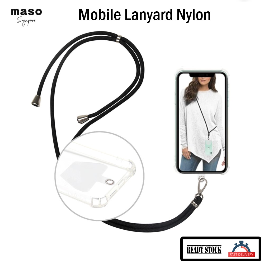 [Maso] Universal Mobile Phone Lanyard with Adjustable Nylon Neck Strap, Phone Tether Safety Strap Compatible with Most Smartphones with Full Coverage Case