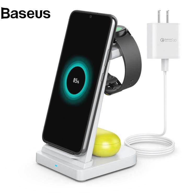 Baseus B-12D 3-in-1 Wireless Charger Desktop Qi Fast Charging Stand Dock for iPhone iWatch AirPods Pro
