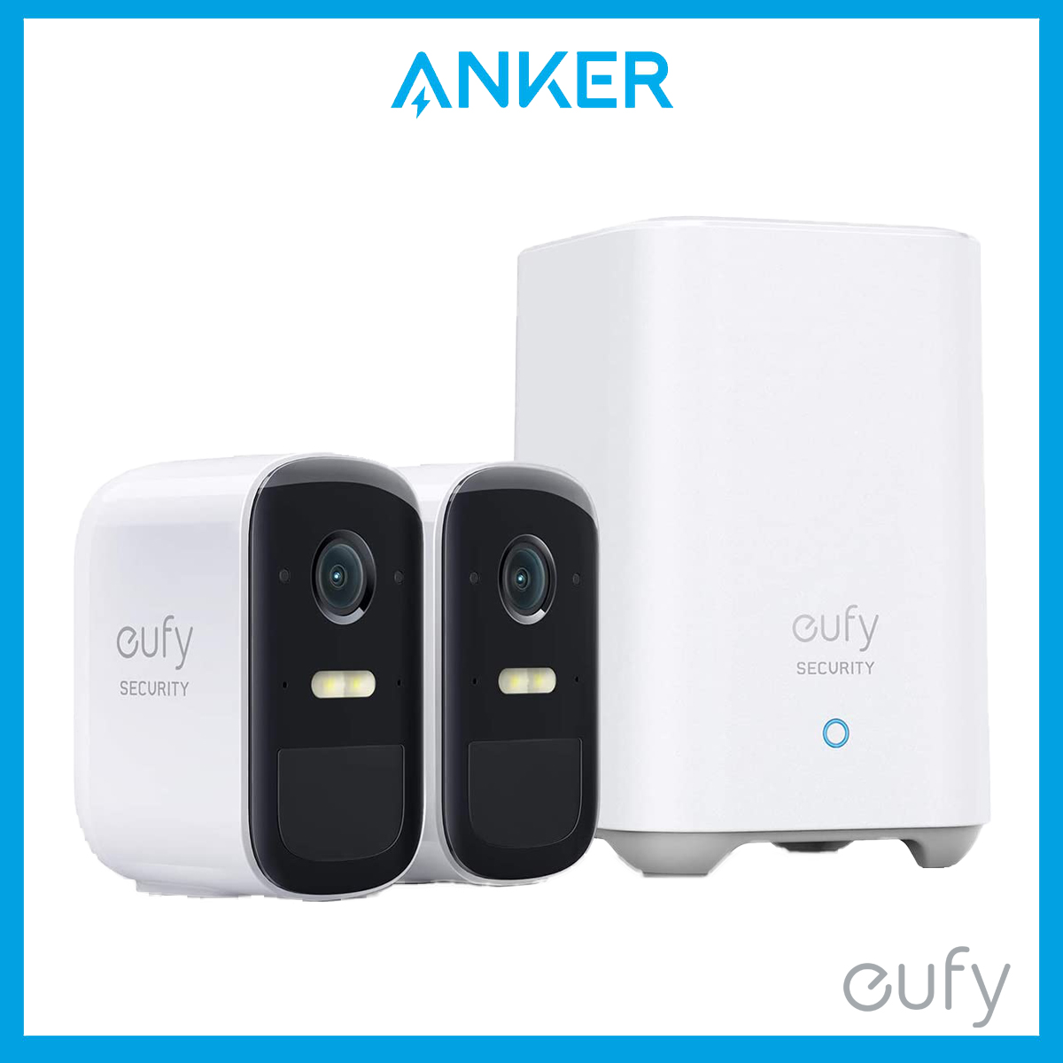 eufy by Anker eufyCam 2C Pro 2+1 2-Cam Kit, Wireless Home Security System with 2K Resolution, 180-Day Battery Life, Apple HomeKit Compatibility, IP67, Night Vision, and No Monthly Fee.