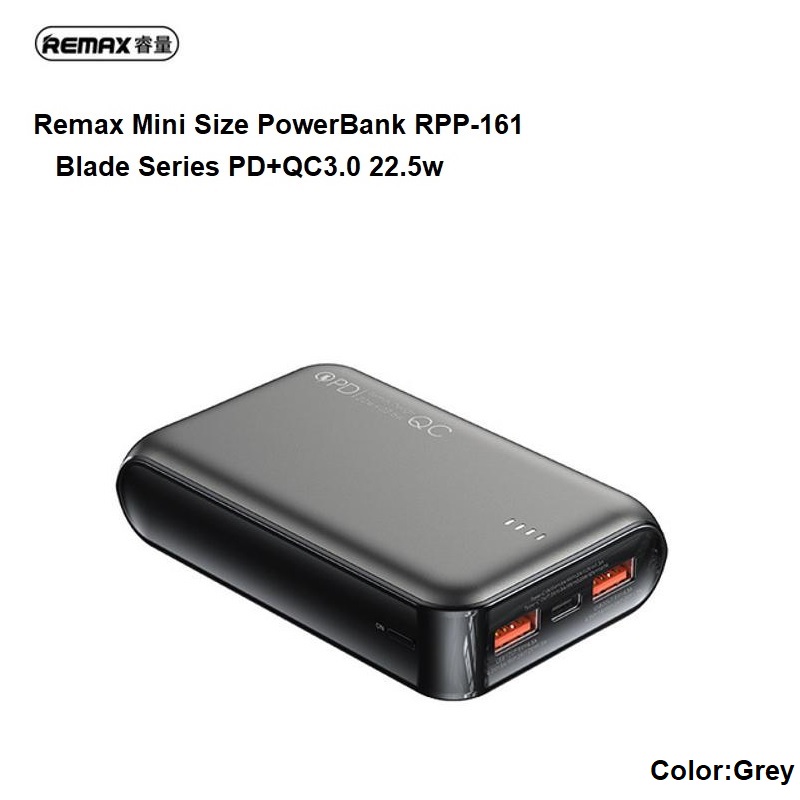 Remax Blade Series RPP-161 Mini Fast Charge Fast Charger 20000mAh Powerbank PD+QC3.0 22.5W Multi - Compatible Fast Charging Powerbank