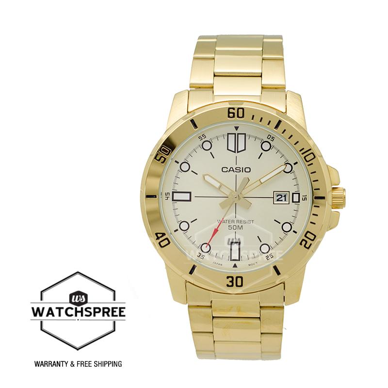 [Watchspree] Casio Men's Diver Look Gold Tone Stainless Steel Band Watch MTPVD01G-9E MTP-VD01G-9E
