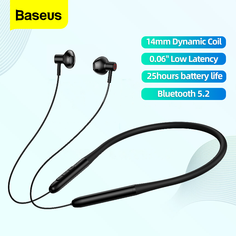 Baseus Bluetooth 5.2 Wireless Headphones P1 Neckband Earbuds with Mic HiFi Stereo Game Earbuds Magnetic Sport Headset