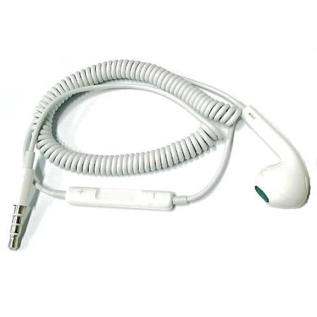 Single Side Short Earpiece Earphone Microphone Volume Control Spring Cable