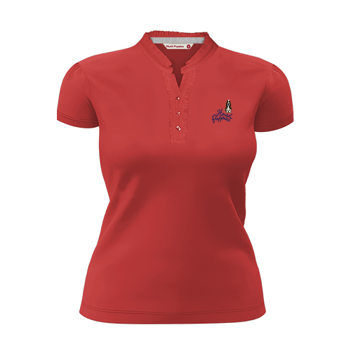 HUSH PUPPIES LADIES' COTTON PIQUE SHORT SLEEVE MANDARIN COLLAR POLO W EMB | #HLP177904