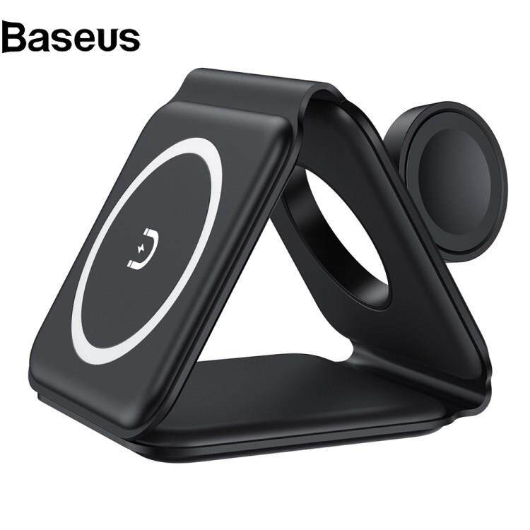 Baseus WC-07W 3 in 1 Magnetic Wireless Charger Foldable Charging Dock with Indicator Light