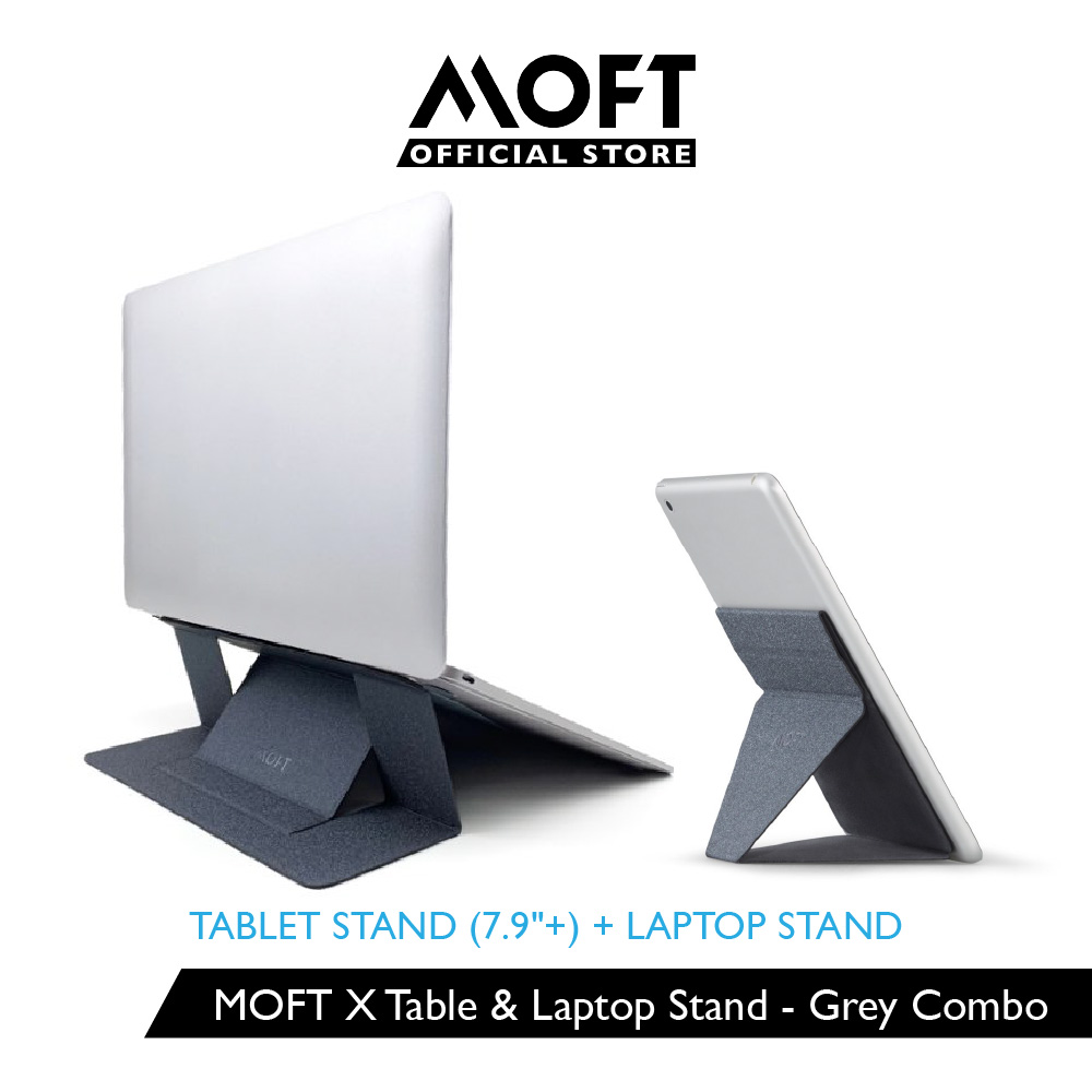 x2pcs Combo MOFT X Tablet Stand (7.9" +) + Laptop Stand (Upgraded with ventilated bottom) Grey