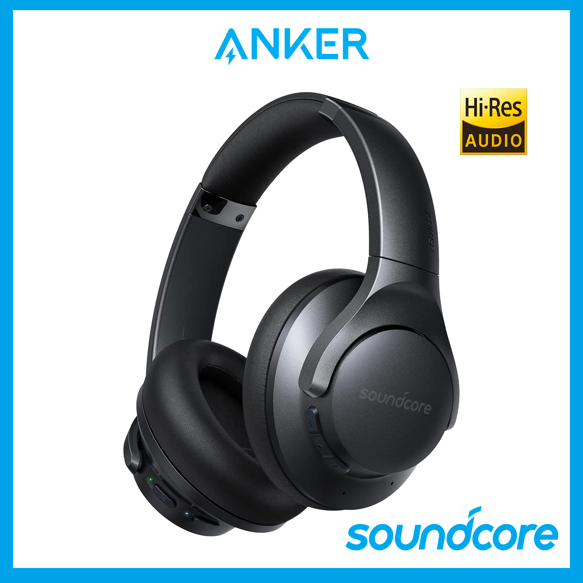 Soundcore by Anker [Upgraded] Life Q20+ Active Noise Cancelling Headphones, 40H Playtime, Hi-Res Audio, Soundcore App, Connect to 2 Devices, Memory Foam Earcups, Bluetooth Headphones for Travel, Home 