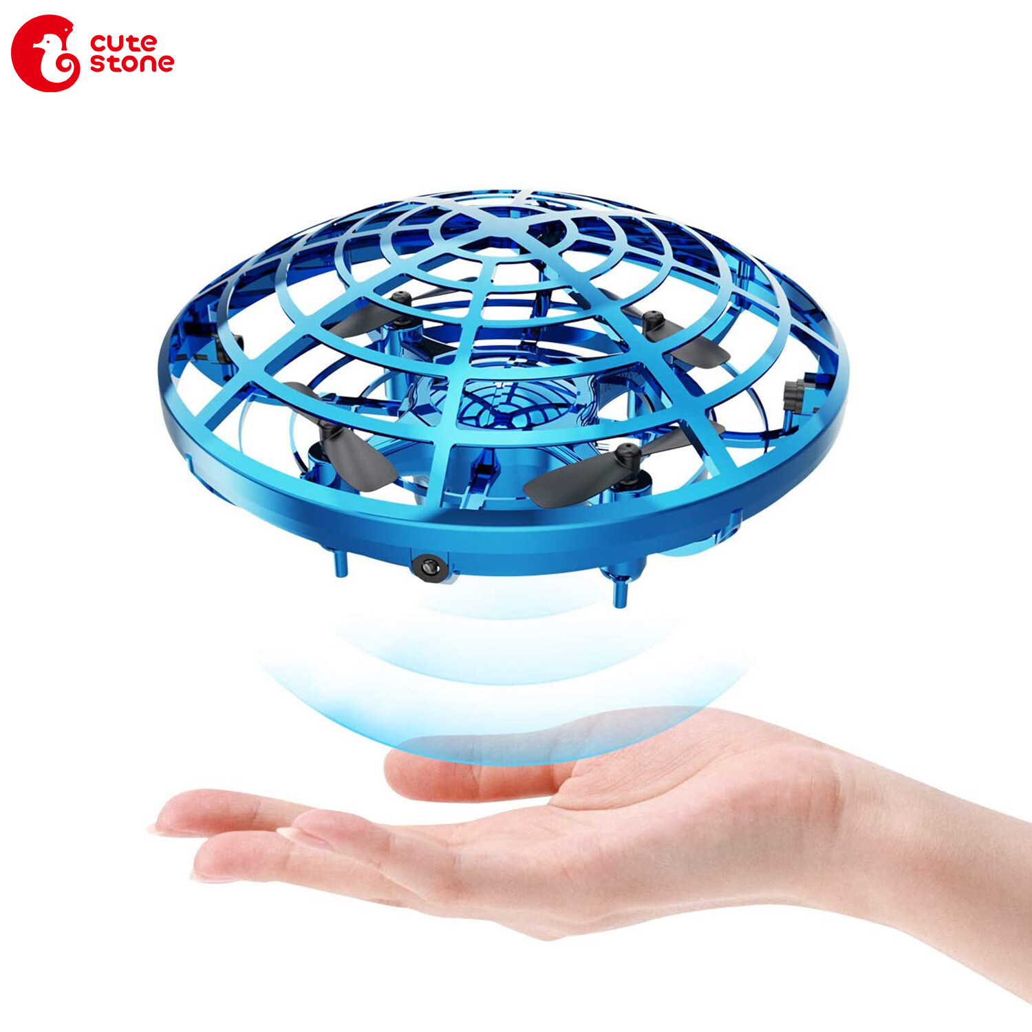 Cute Stone DEERC Mini 360°Rotating Smart Auto Sensing Hovering UFO Flying Toy Drones Hand Gesture Control Motion Sensor Helicopter With LED Light USB Charge Flying Ball Toys for Boys and Girls