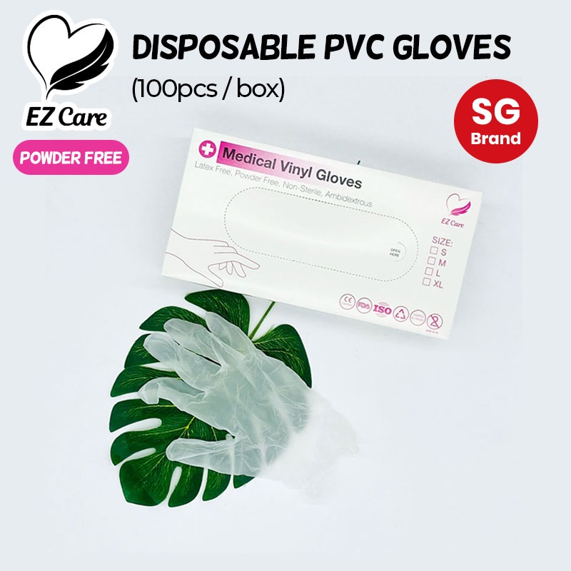 [Ready Stock]EZ CARE / Disposable PVC / Vinyl Gloves / Food Grade / Powder Free / 100pcs