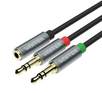 Unitek Audio Cable Premium AUX Audio Cable  0.2m Female to 2x Male